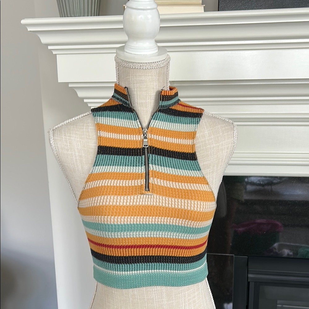 Urban Outfitters Multicolor Striped Zip-Up Top